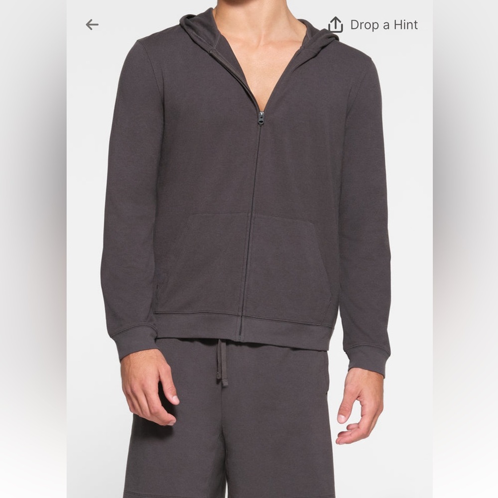 JERSEY LOUNGE MENS ZIP UP HOODIE | ASH ASH / M x 1. NWT.